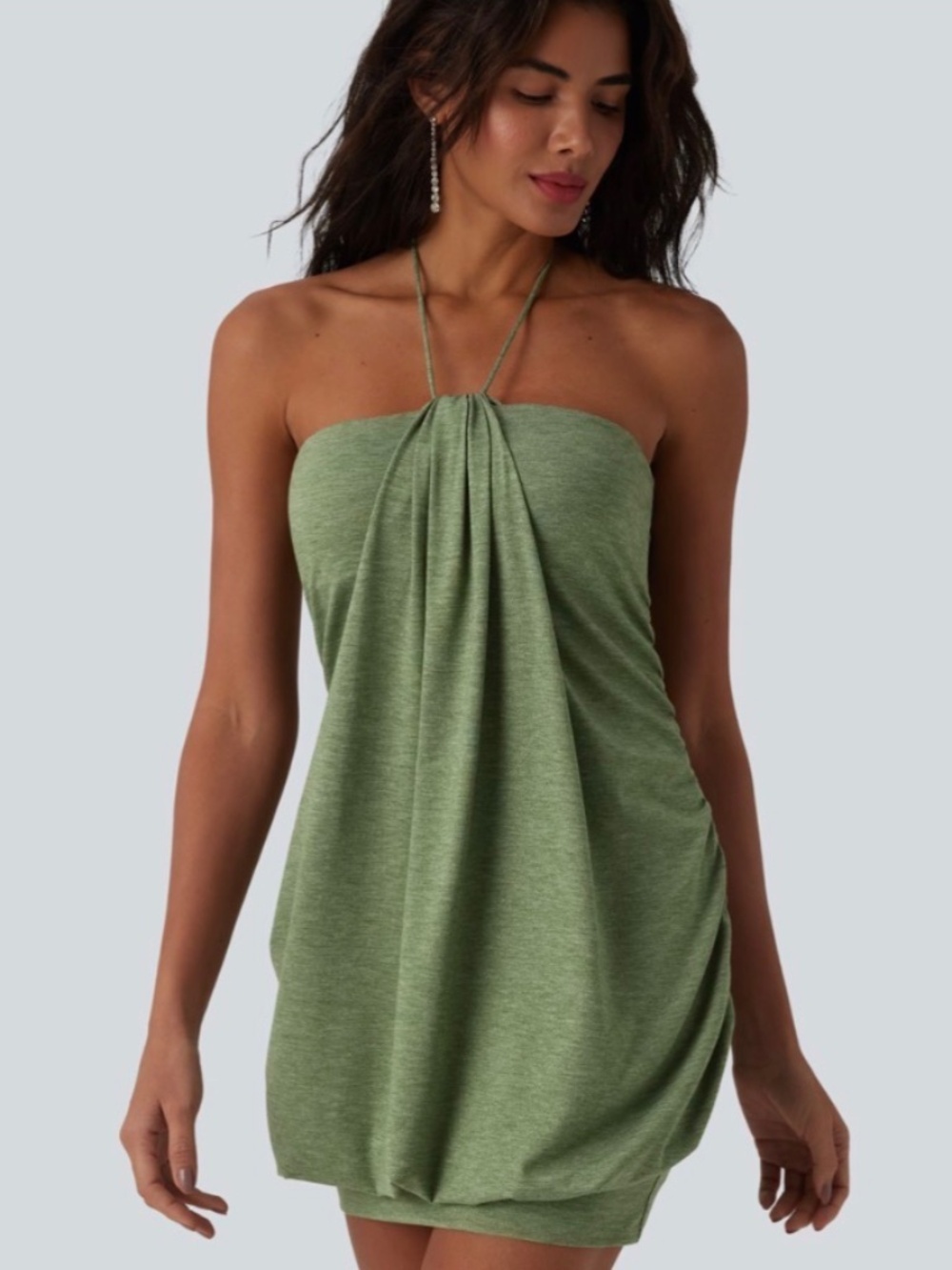 NWT Halara Halter Tie Back Built-in Bra Bodycon Micro Mini Dress - Picture 4 of 6